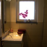Badezimmer der Casa Patricia in Nerja mit Dusche und heller Fliesengestaltung